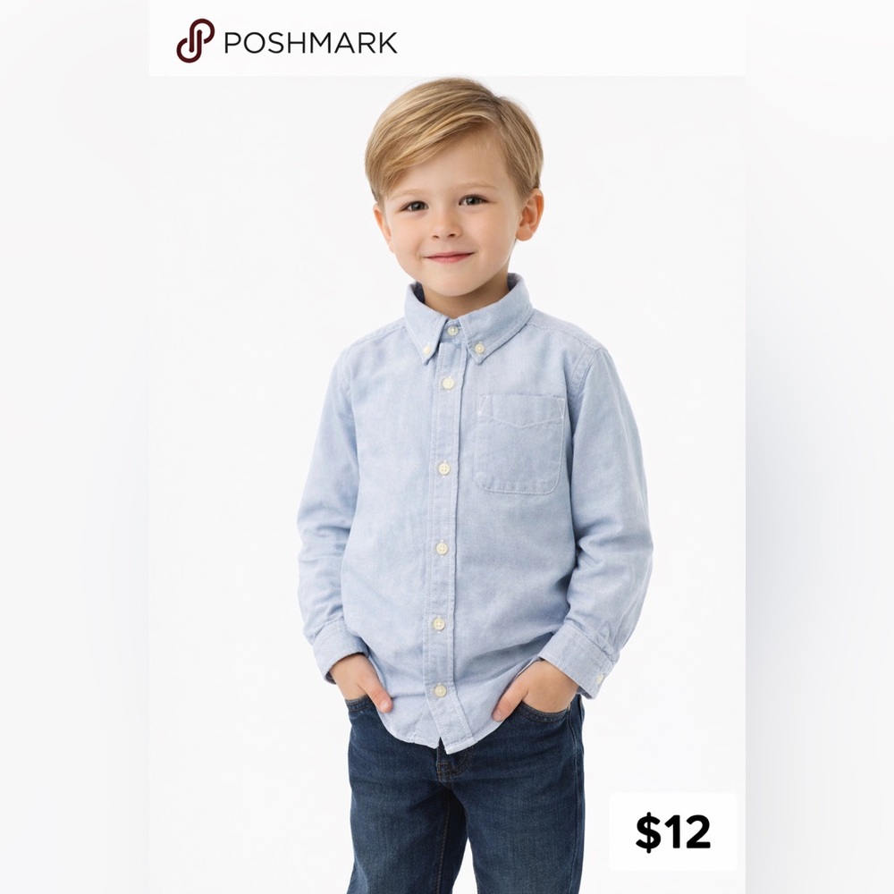 OSHKOSH B’GOSH BOY OXFORD SZ 10 CHAMBRAY BLUE BUTTON DOWN LONG SLEEVE SHIRT ECU